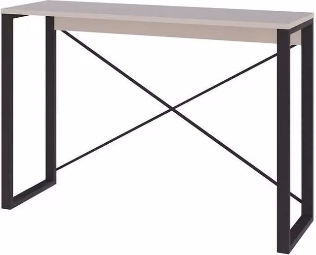 Nordara Sandstone Narrow Console Table with White Metal X-Frame Legs