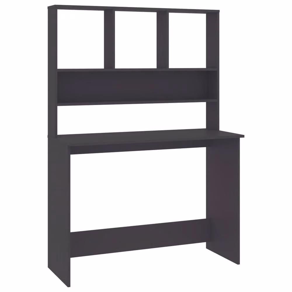 Berkfield Home Modern Writing Desk with Shelf in Grey, W/D/H: 110 x 45 x 157 cm – 2