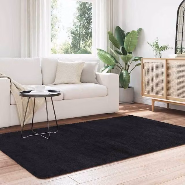 Berkfield Home NAVARRA Shaggy High Pile Rug, Black, W: 130 cm, D: 200 cm