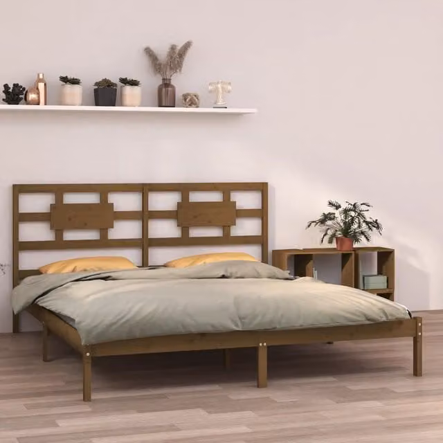 Berkfield Home Rustic Solid Pine Wood Bed Frame in Brown, 200 x 200 cm – 1