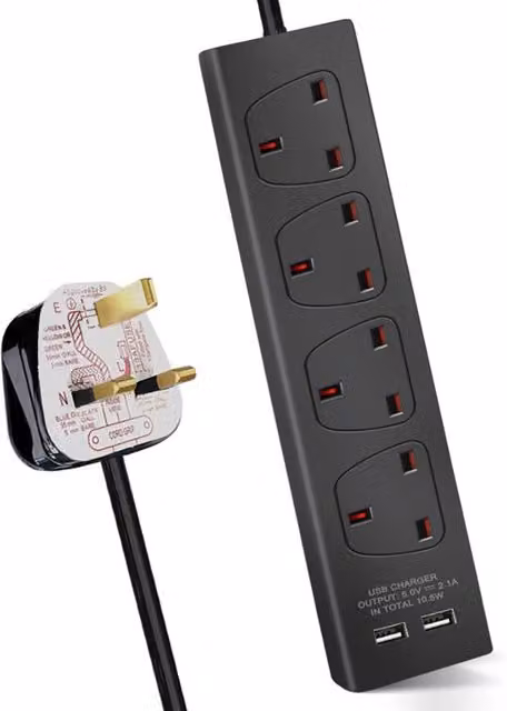 Livingandhome Outlet Extender with 3m Cable, Black