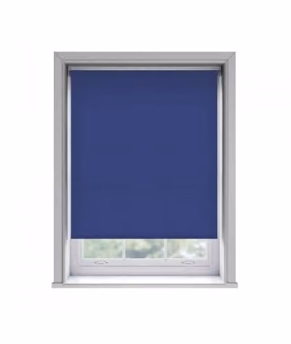 New Edge Blinds Navy Blue Thermal Blackout Roller Blind, No Drill Adhesive, W: 75 cm, H: 170 cm