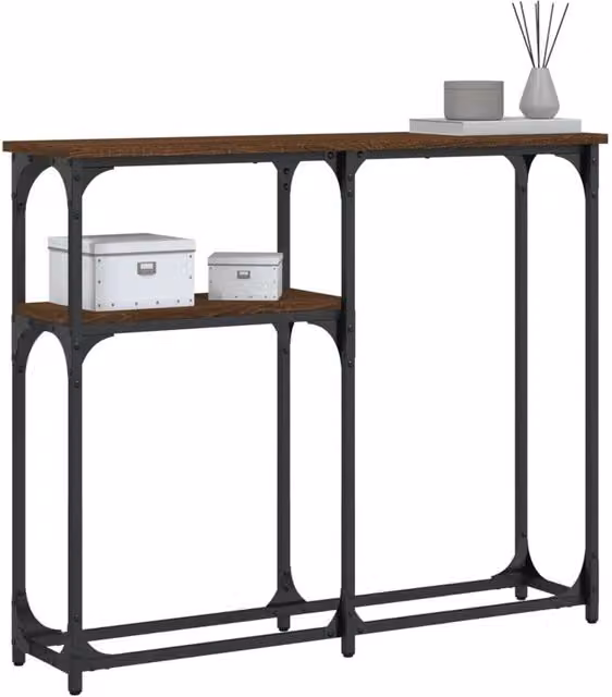 Berkfield Home Decorative Console Table in Brown Oak, W/D/H: 90 x 22.5 x 75 cm – 1