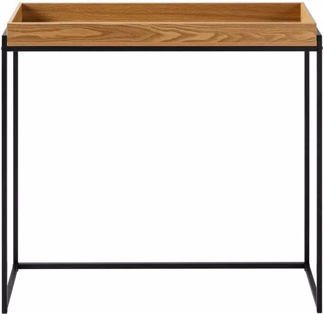 CALICOSY Industrial Console Table with Black Metal Legs and Wood Top in Light Brown, W: 100 cm, D: 30 cm, H: 90 cm – 1