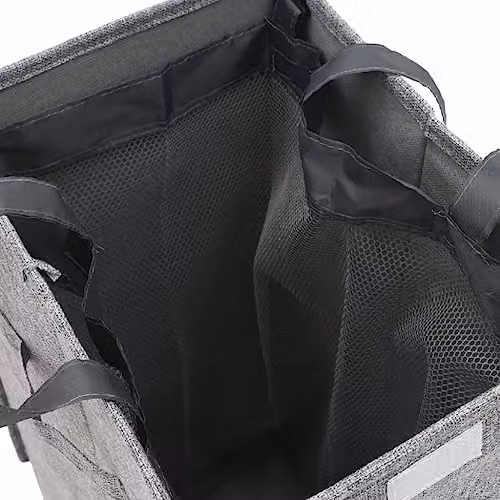 vidaXL Collapsible Laundry Hamper in Grey Fabric, W/D/H: 26 x 34.5 x 59.5 cm – 2