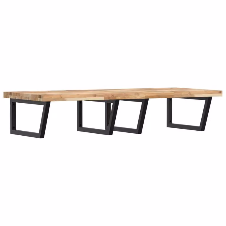 Berkfield Home Elegant Wall Mounted Basin Shelf in Brown Acacia Wood and Steel