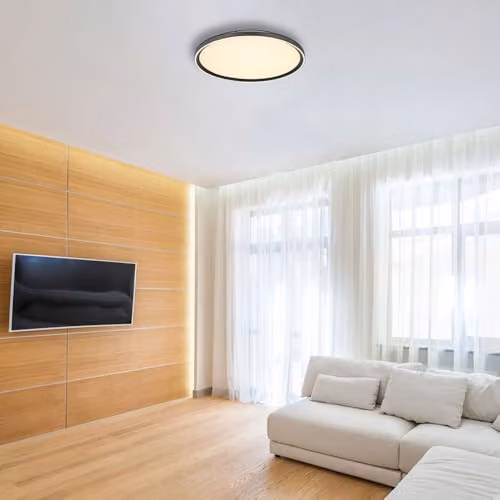 Netlighting Dublin Semi Ceiling Light Grey, Dimmable LED with Remote Control, Diameter: 50 cm – 4