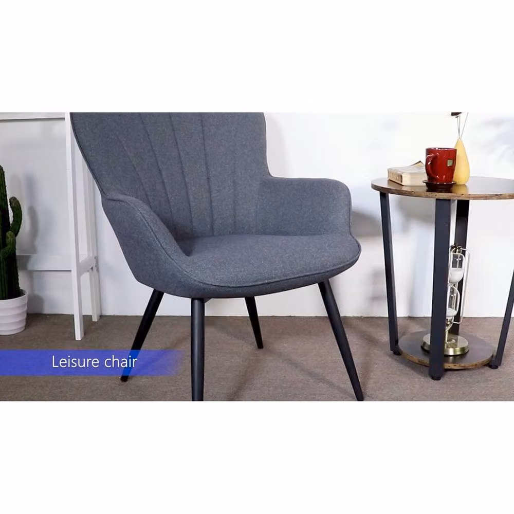 KORVIXA Modern Grey Fabric Armchair with Armrests, W/D/H: 100 x 100 x 84 cm – 3