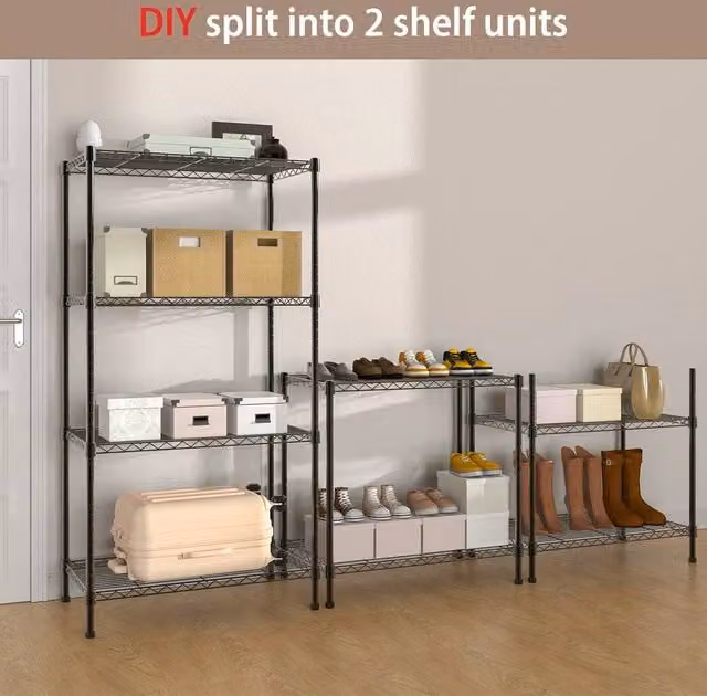 FORGEVIO 4 Tier Metal Racking Shelf in Black, W/D/H: 120 x 60 x 35 cm