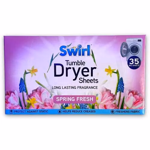 Swirl Tumble Dryer Sheets Spring Fresh Scent, 35 Sheets Per Pack