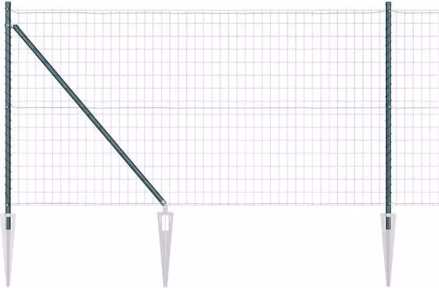 Berkfield Home Euro Fence in Green Galvanised Steel with 13 Spike Posts, 1 x 25 m – 1