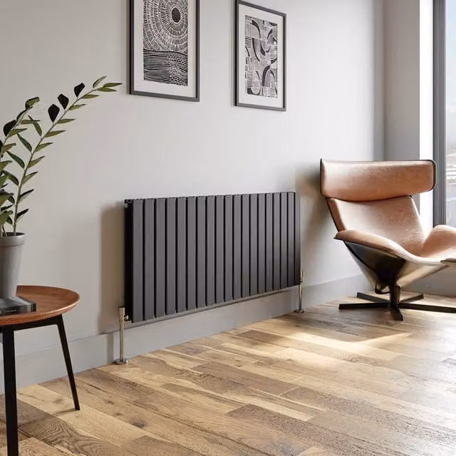 Temprazo Horizontal Double Flat Panel Designer Radiator in Anthracite Grey, W: 1060 mm, H: 600 mm
