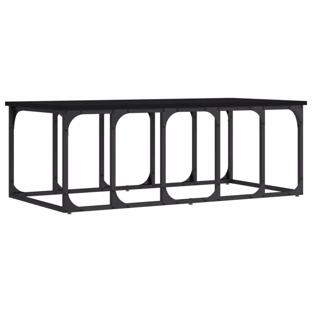 Berkfield Home Modern Black Rectangular Coffee Table in Engineered Wood W/D/H: 100 x 50 x 35.5 cm – 2
