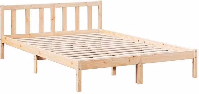 Berkfield Home Decorative Extra Long Solid Pine Bed Frame in Beige, W/D/H: 140 x 210 x 69.5 cm