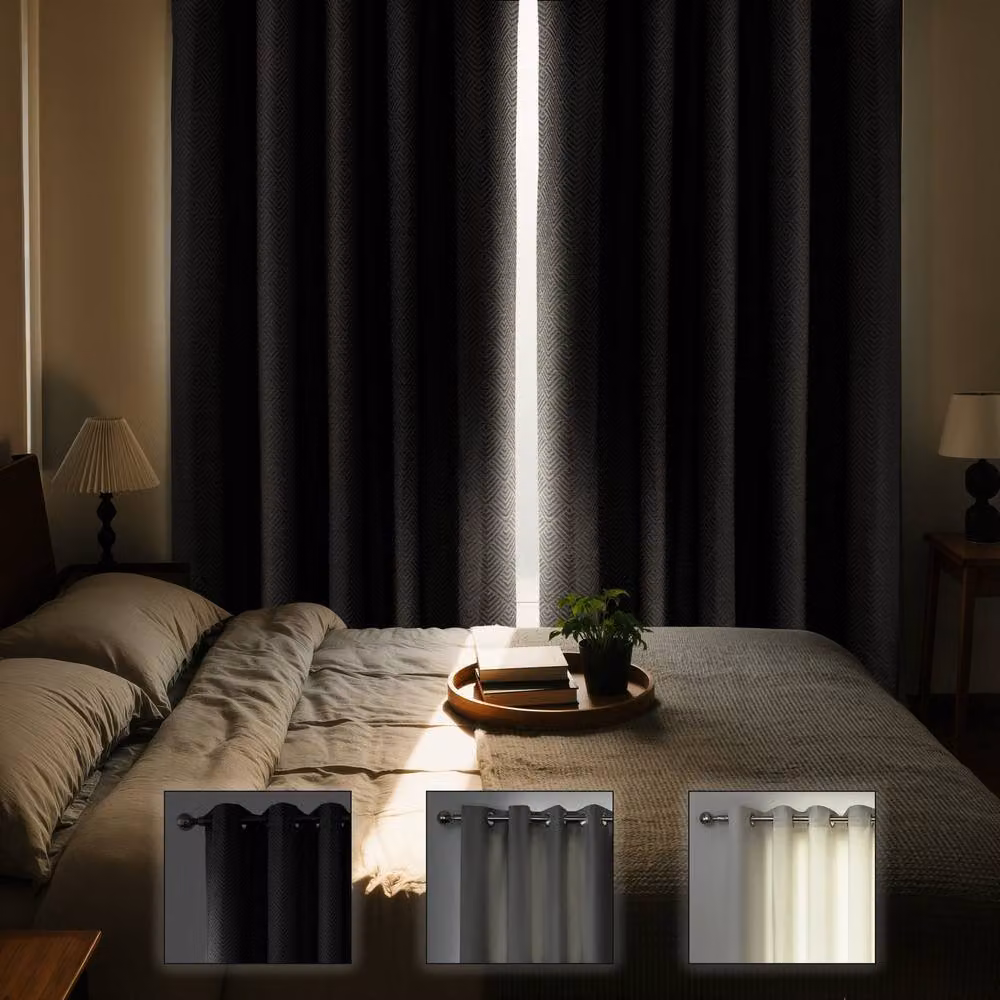 New Edge Blinds Amaranth Geometric Eyelet Curtains in Grey, Width: 168 cm, Drop: 229 cm – 3
