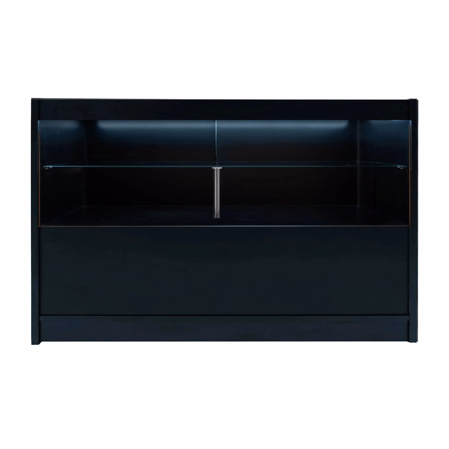 Monstershop C1500 LED Retail Shop Counter in Black with Glass Sliding Doors and Integrated Lighting – 3