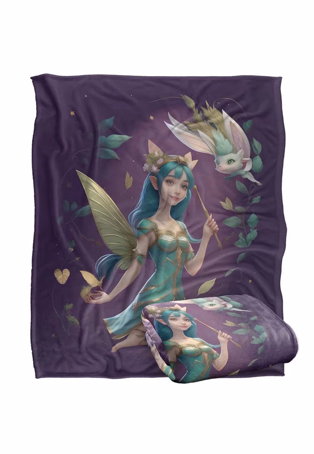 JQ Licensing James Piazza Fairy Blue Hair Super Soft Fleece Throw Blanket, White, W/D/H: 152 x 127 cm – 7