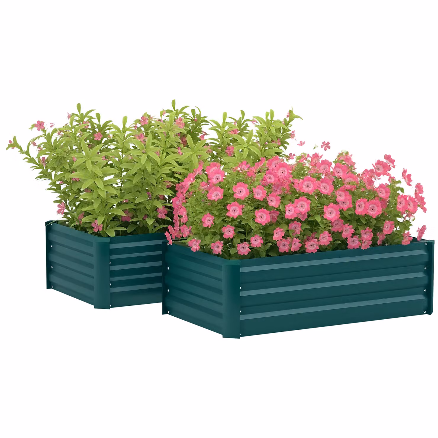 Outsunny Set of 2 Galvanised Steel Raised Garden Beds in Green, W/D/H: 110 x 60 x 30 cm – 9