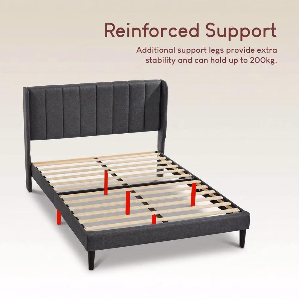Vida Designs Vianna Fabric Bed Frame in Dark Grey, Single – 5