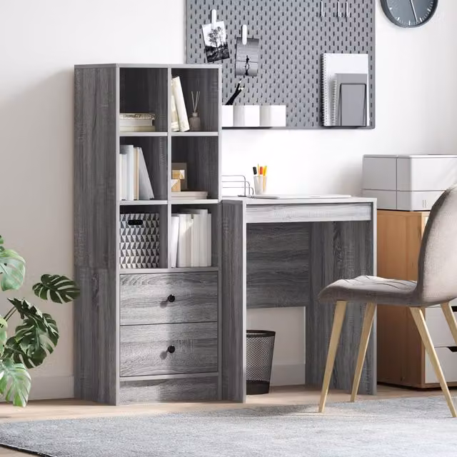 Berkfield Modern Writing Desk with Storage in Grey Sonoma Engineered Wood – 1