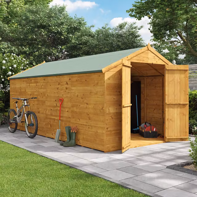BillyOh Master Tongue and Groove Apex Wooden Shed in Brown, Windowless, 16x8 Ft
