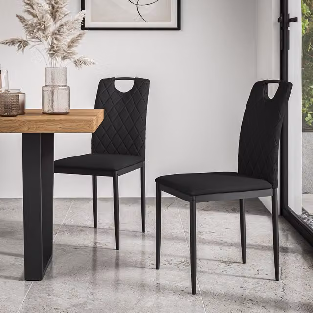 More4Homes Monza Faux Leather Dining Chair, Set of 2, Black