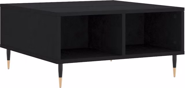 Berkfield Home Black Mid Century Square Coffee Table, W/D/H: 60 x 60 x 30 cm