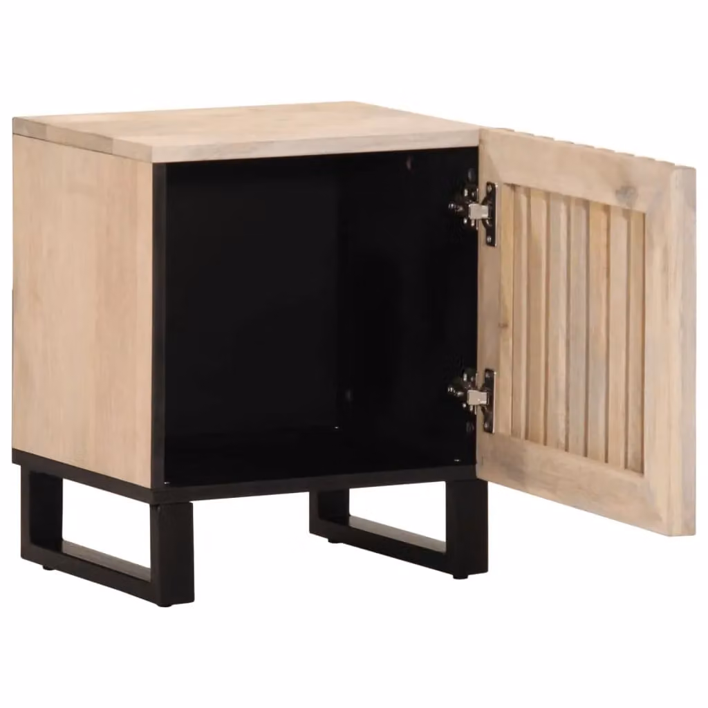 Berkfield Home Set of 2 Bedside Cabinets in Brown Solid Bleached Mango Wood, W: 40 cm, D: 34 cm, H: 46 cm – 3