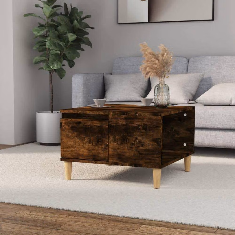 Berkfield Home Smoked Oak Coffee Table in Brown, W/D/H: 55 x 55 x 36.5 cm – 2