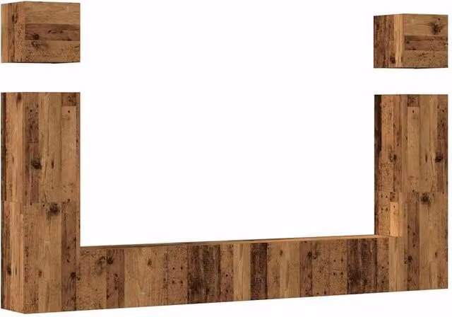Berkfield Home 6 Piece Wall-Mounted TV Cabinet Set in Brown Old Wood Finish – 1