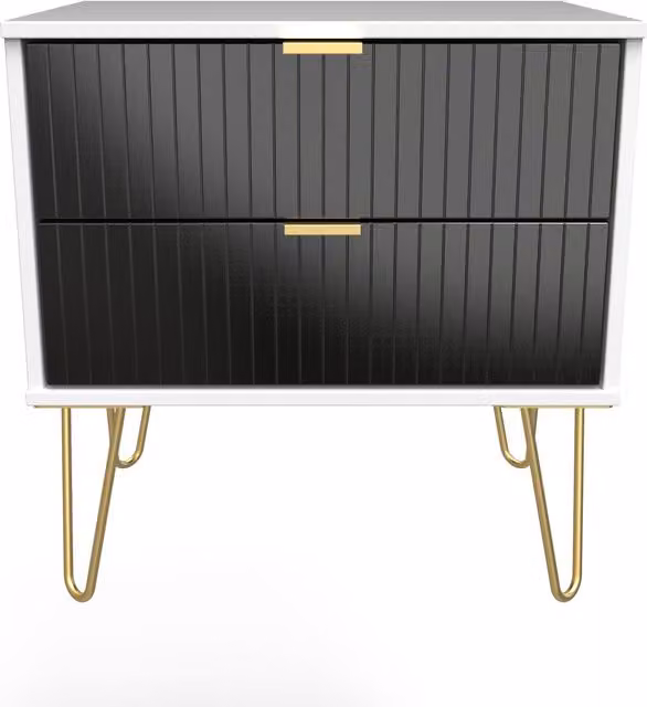 2 U Bexley 2 Drawer Side Table in True Black and Gold