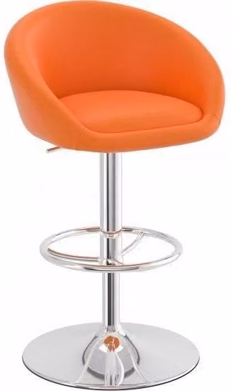 netfurniture Tuscany Orange Height Adjustable Bar Stool with Synthetic Leather Seat and Metal Frame