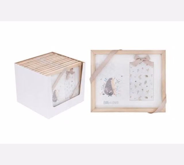 KDMD Hugs & Kisses Garden Tales Single Baby Photo Frame, Light Brown Rectangular Wood and Glass Tabletop Frame