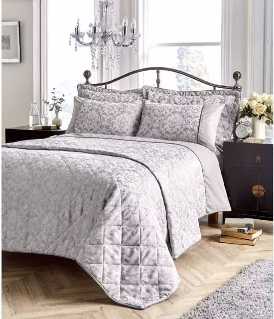 NewEdgeBlinds Grey Jacquard Cotton and Polyester Duvet Set, 90 x 200 cm