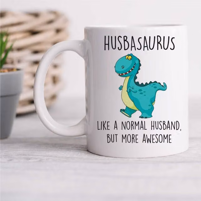 60 Second Makeover Husbasaurus Men's Ceramic Mug in White