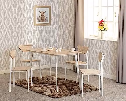 Seconique Riley Modern Dining Set with Rectangular Table and 4 Chairs in White and Oak – 2