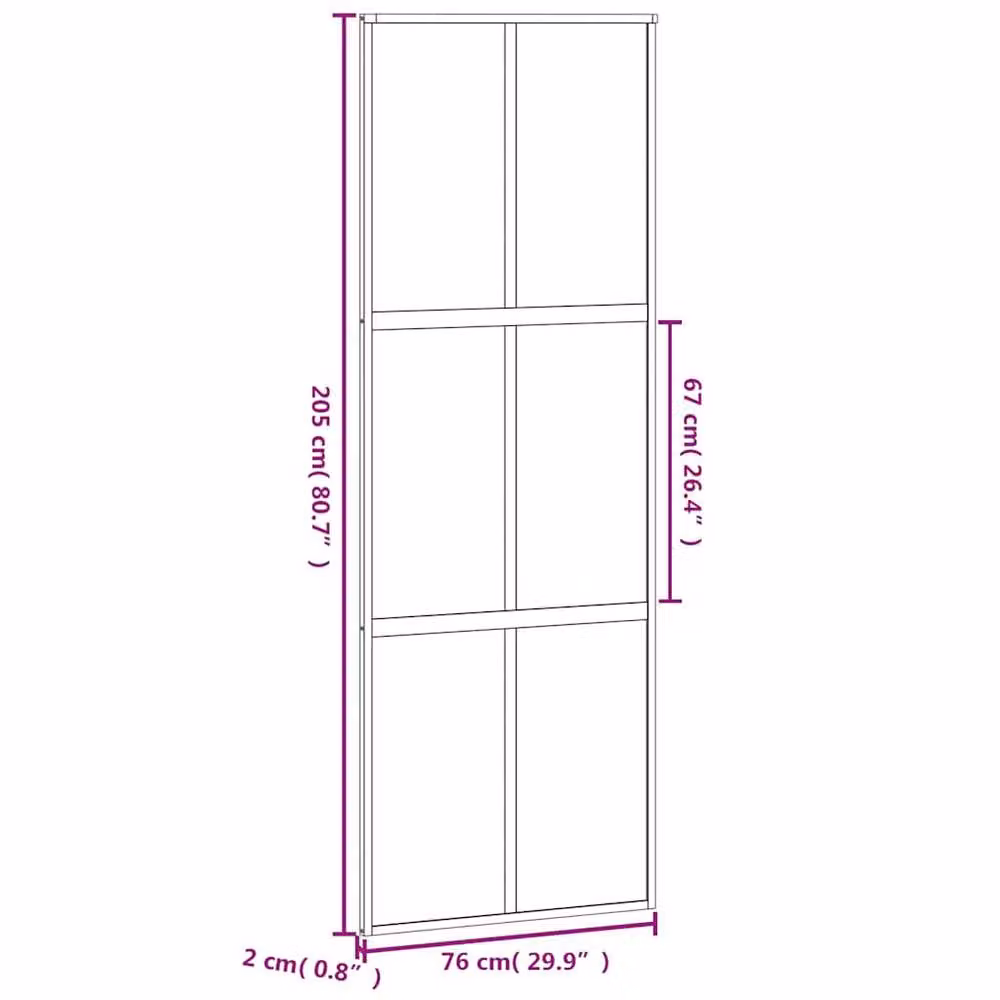 Berkfield Home Modern Black Sliding Door with Transparent Tempered Glass and Aluminium, W: 76 cm, H: 205 cm – 4