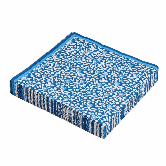 Land & Shore Floral Blue Paper Napkins, Set of 20
