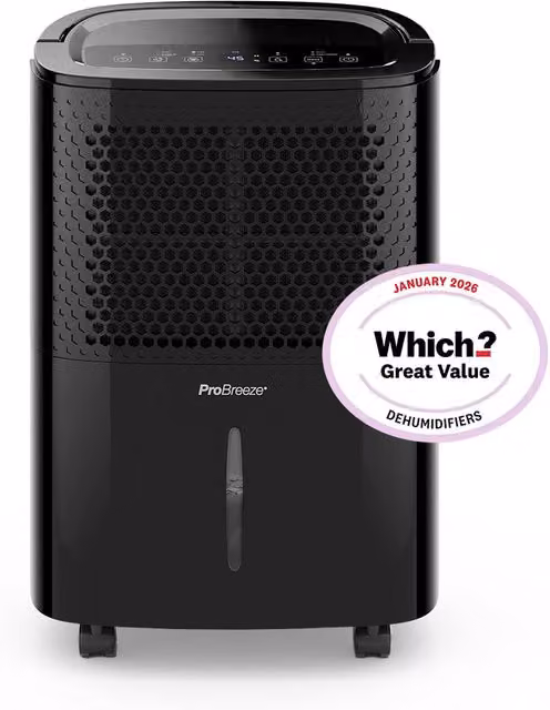 Pro Breeze 12L Low Energy Dehumidifier with Built-in Hygrostat in Black