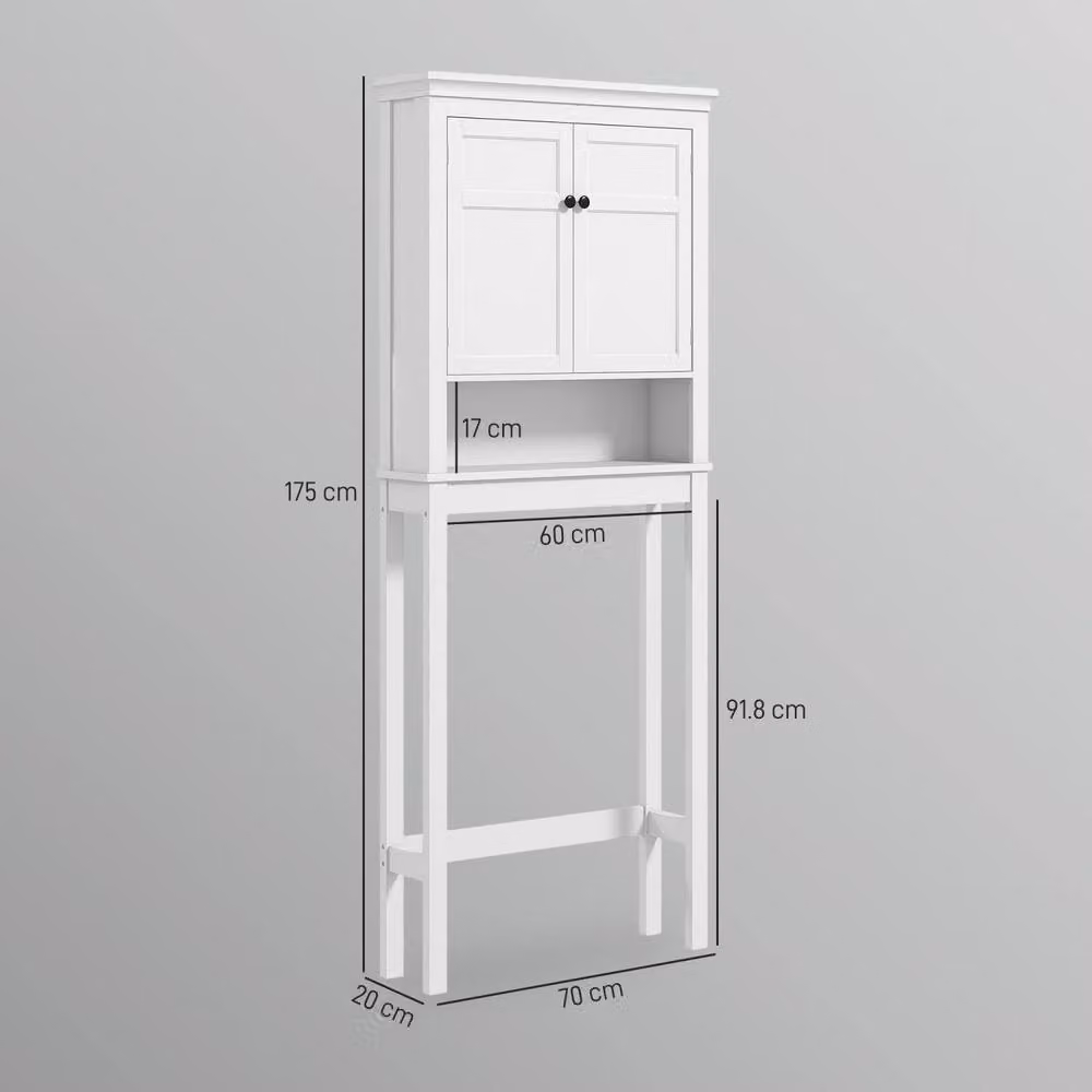Wyld Haus Nivele White Over Toilet and Appliance Storage Cabinet with Hinged Doors and Internal Shelves H 175 x W 70 x D 20 cm – 3