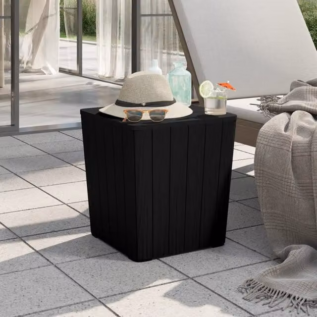 Berkfield Home Modern Garden Table with Removable Lid in Matt Black Polypropylene – 1