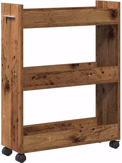 Berkfield Home Rolling Cabinet in Old Wood Brown, W/D/H: 60 x 22 x 79 cm
