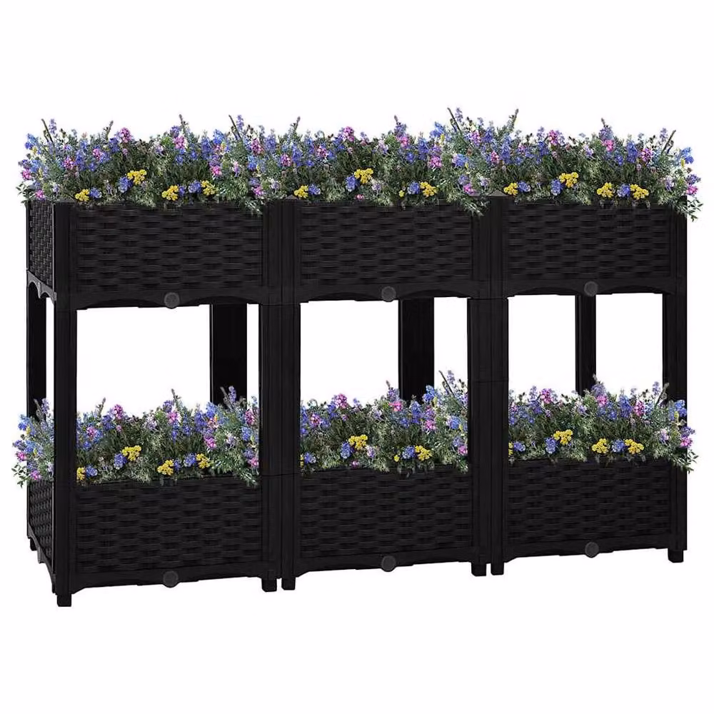 Berkfield Home Raised Bed in Black Plastic, W/D/H: 120 x 40 x 71 cm – 2