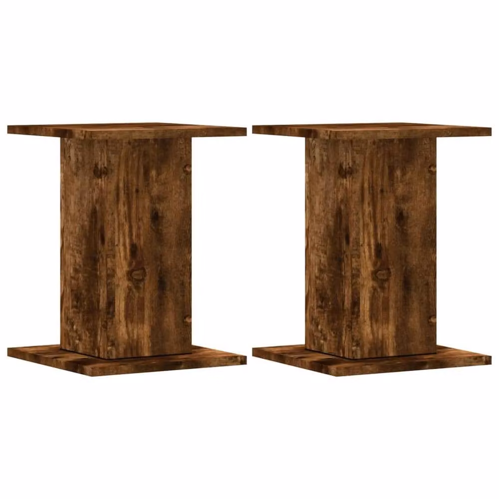 Berkfield Home Set of 2 Smoked Oak Plant Stands, Brown Engineered Wood, W/D/H: 30 x 30 x 40 cm – 2