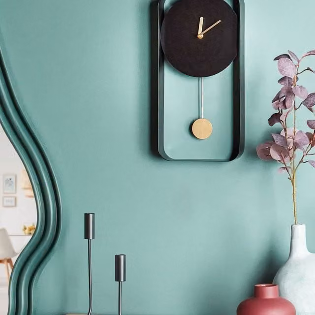 Wyld and Coco Servoz Pendulum Wall Clock in Black and Gold, W/H: 40 x 21 cm