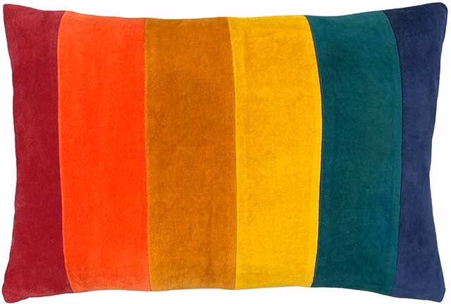 Make It A Home Rainbow Kids Striped Rectangular Cushion in Multicolour and Yellow