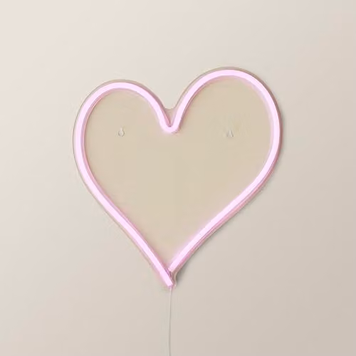 MiniSun Pink Heart Neon LED Light Sign, W/D/H: 33 x 32 x 2 cm