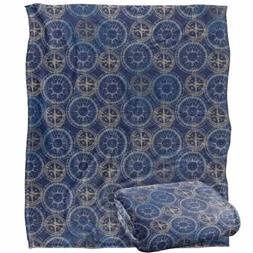 JQ Licensing Compass Pattern 3 Silky Touch Super Soft Fleece Throw Blanket in White, W/D/H: 152 x 127 cm – 1