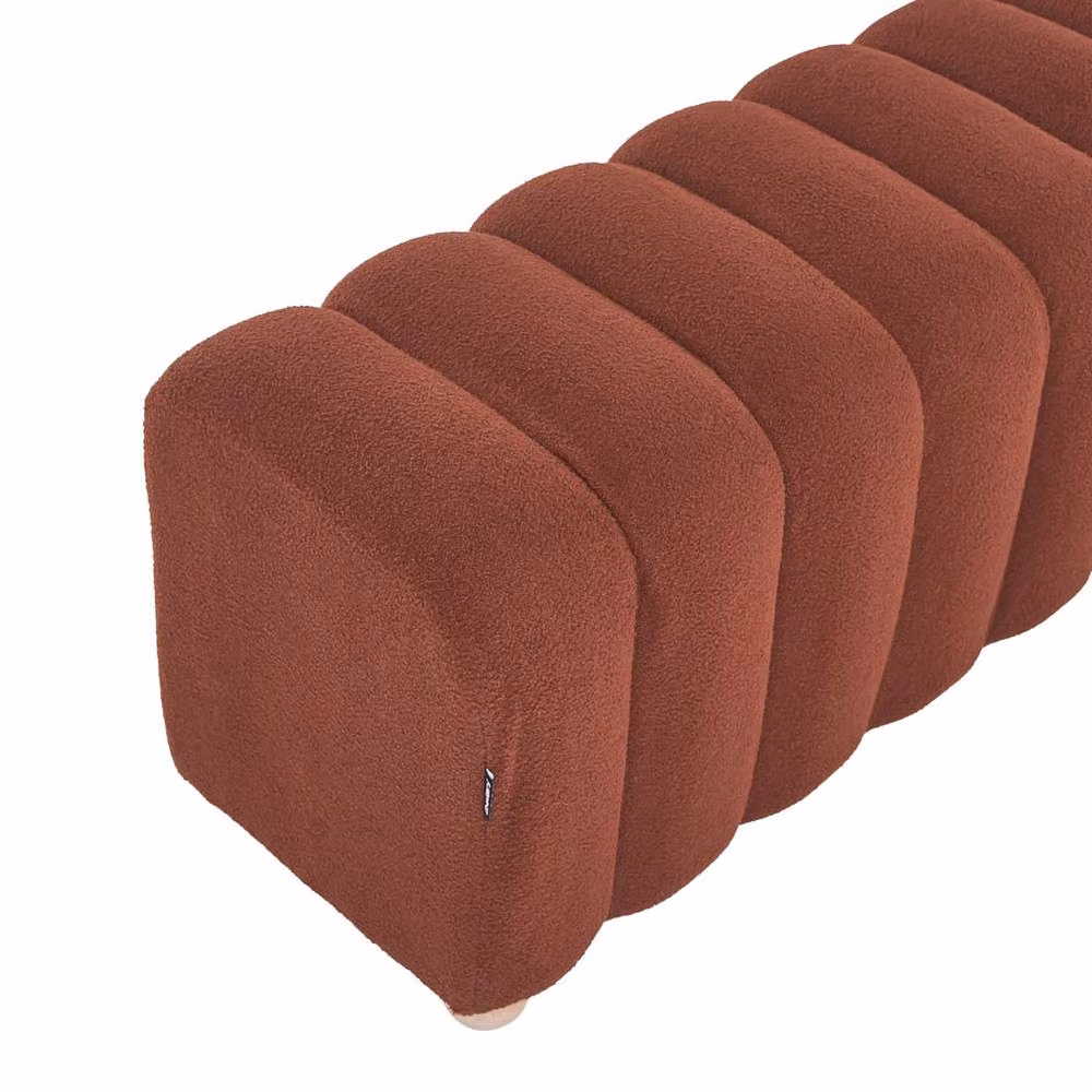 Wyld and Coco Bouclé Bed Bench in Brown with Wooden Legs – 5