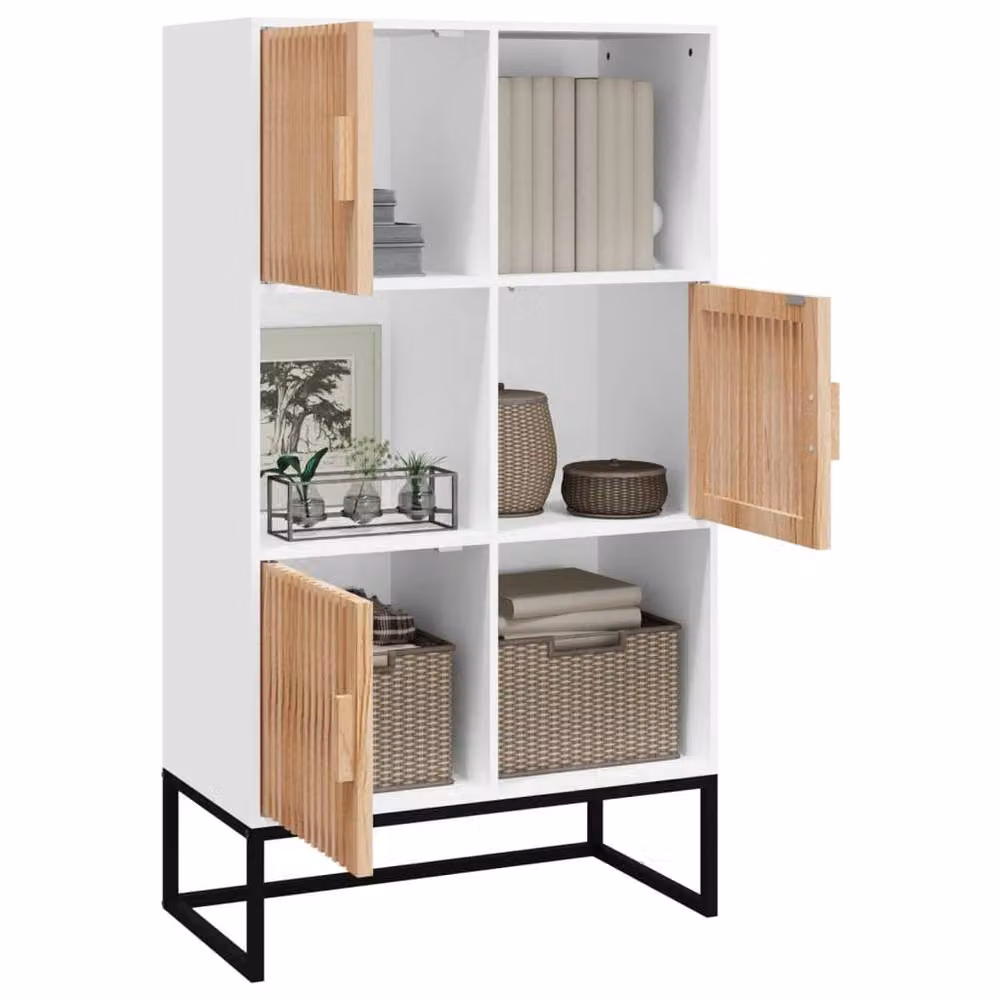 Berkfield Home White Scandinavian Highboard with Hinged Doors, W/D/H: 70 x 35 x 125 cm – 2